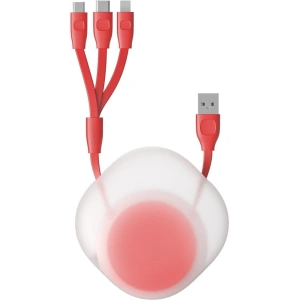 Zwijany kabel USB 3w1 Baseus Let\'s go Little Reunion, Lightning / USB-C / micro USB, 3A, 0,85m (czerwony)